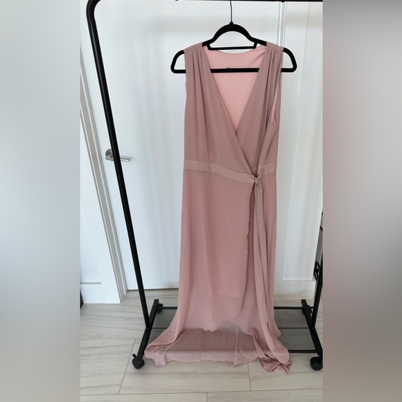 Worn Once | ASOS/ TFNC Plus Bridesmaid Chiffon Wrap Maxi Dress | Mauve | 16 - Picture 2 of 6